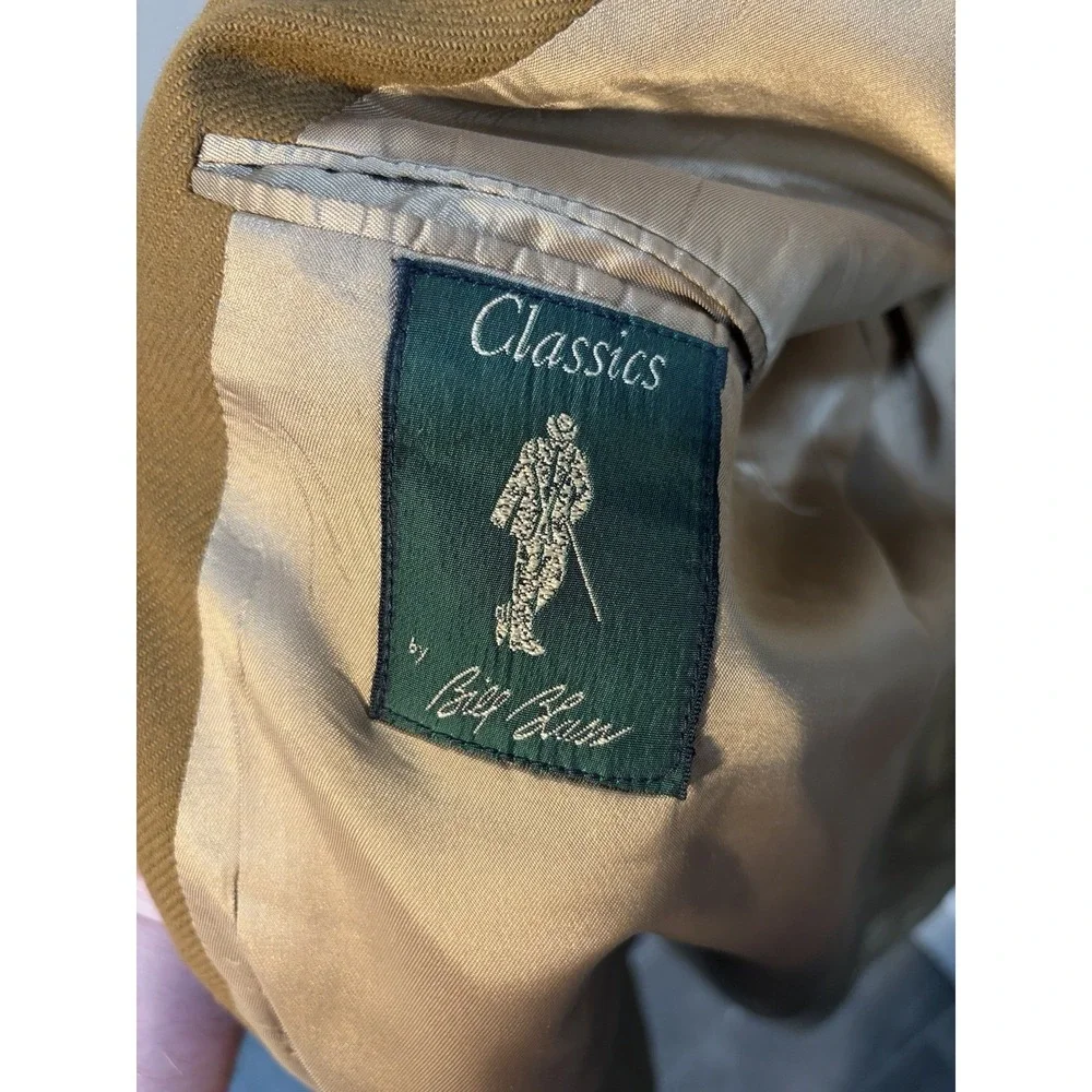 Bill Blass Classics 100% Cashmere Blazer 46R Camel Brown USA 2 Btn